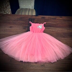 Lola + The Boys Pink Ribbed Dress with Multi Layer Tulle Skirt